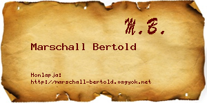 Marschall Bertold névjegykártya